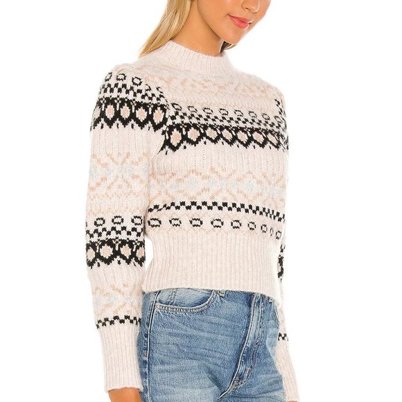 ASTR Maria Fair Isle Sweater In Ivory/black Multi - Picture 2 of 4